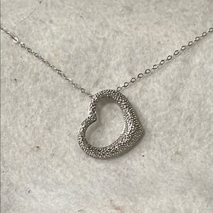 Silver Rhodium Plating Pave Open Heart Slide Pendant with Diamond accents 💎